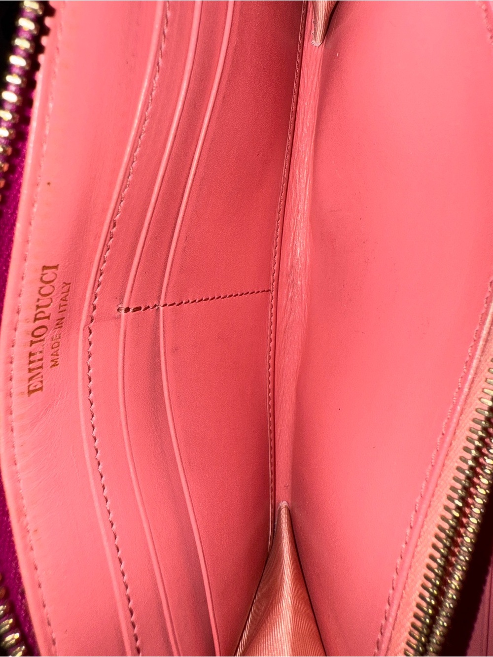 Emilio Pucci Leather Continental Long Zip Wallet Pink Purple Abstract - Picture 9 of 12